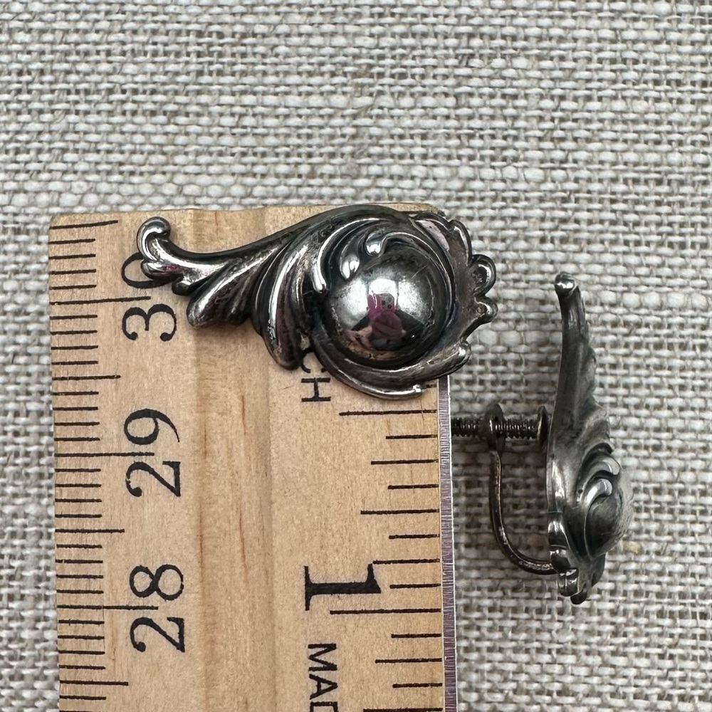 VTG Jewel Art Sterling Screw Back Earrings - Picture 3 of 8